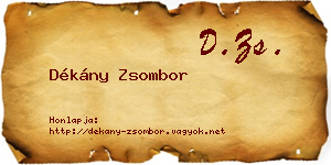 Dékány Zsombor névjegykártya
